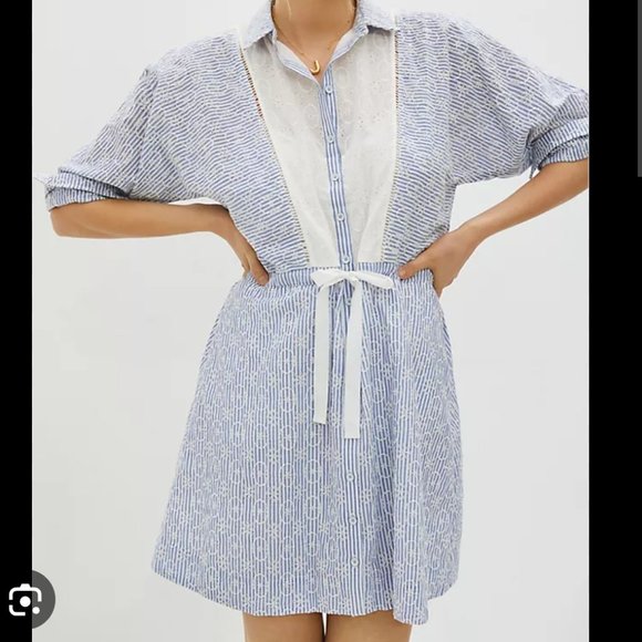Anthropologie Dresses & Skirts - Maeve Striped Eyelet Shirt Dress